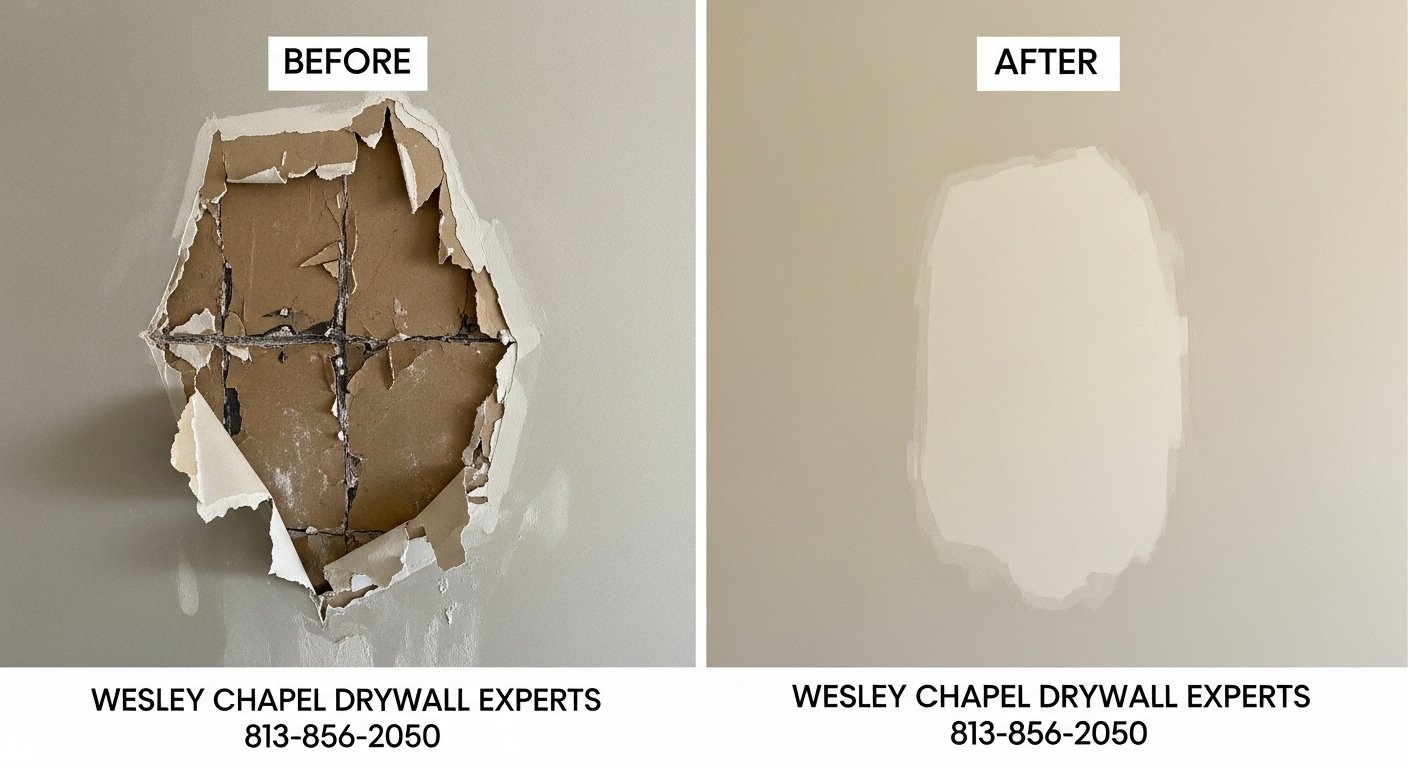 damaged drywall after cabinet installation photo
