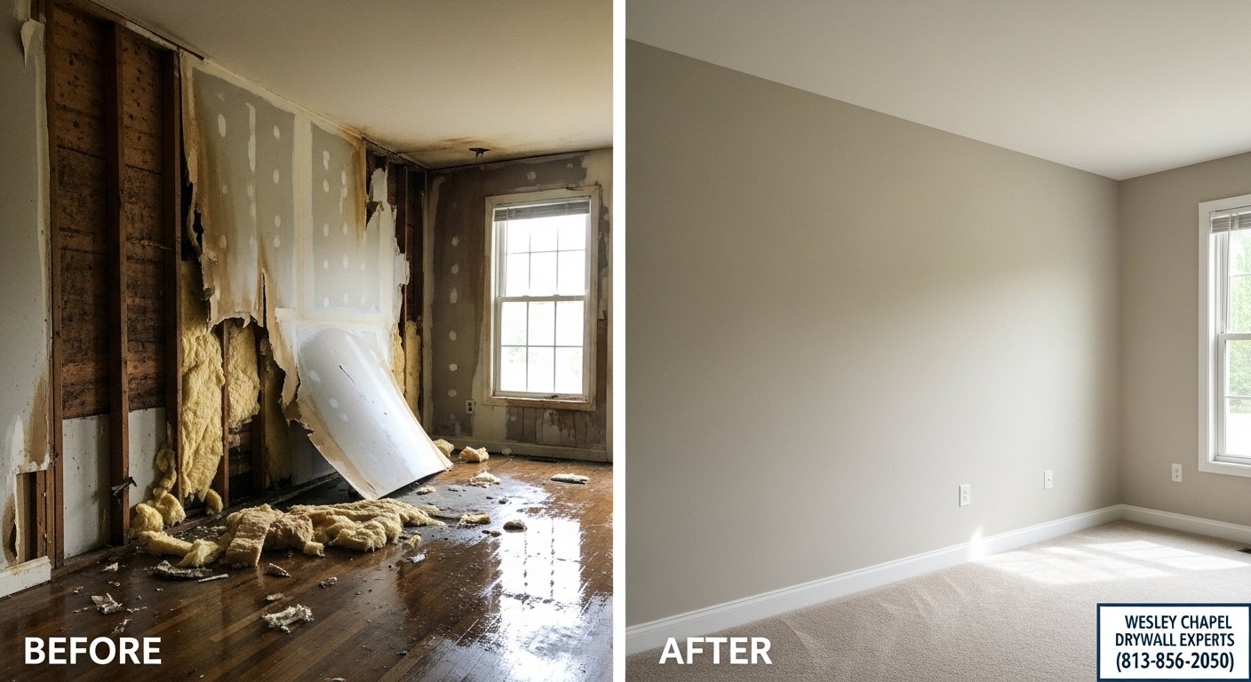 emergency drywall replacement after flood photo
